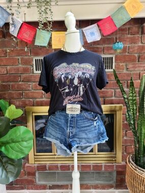 Aerosmith Rock in a Hard Place Graphic Band Tee Black Vintage Style Size S
